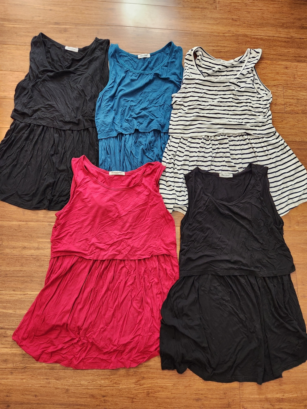 Set Of 5 Bearsland Womens Sleeveless Summer Nursing Maternity Shirts, Large